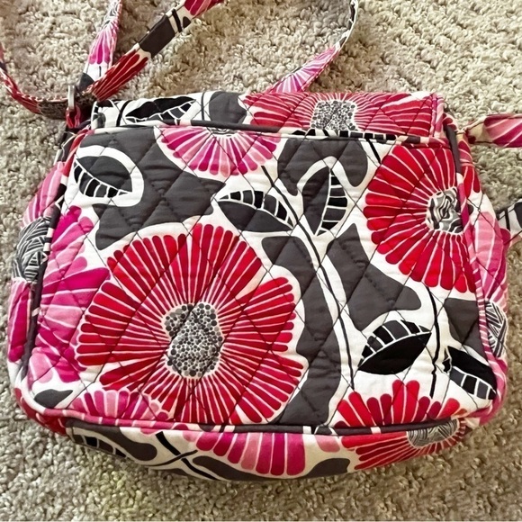 Vera Bradley Cherry Blossom Crossbody Bag Snap Mailbag Flap Gray Pink Floral - Picture 5 of 8